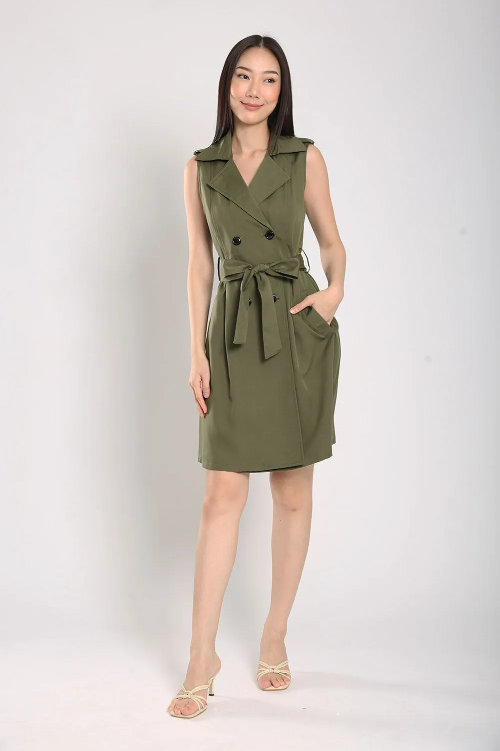 Gela Dress in Army Green