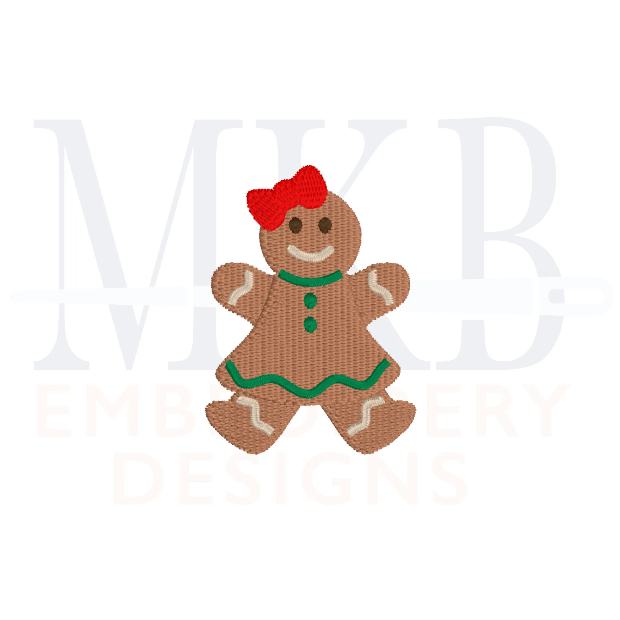 Gingerbread Girl Embroidery Designs File, Mini Fill Stitch