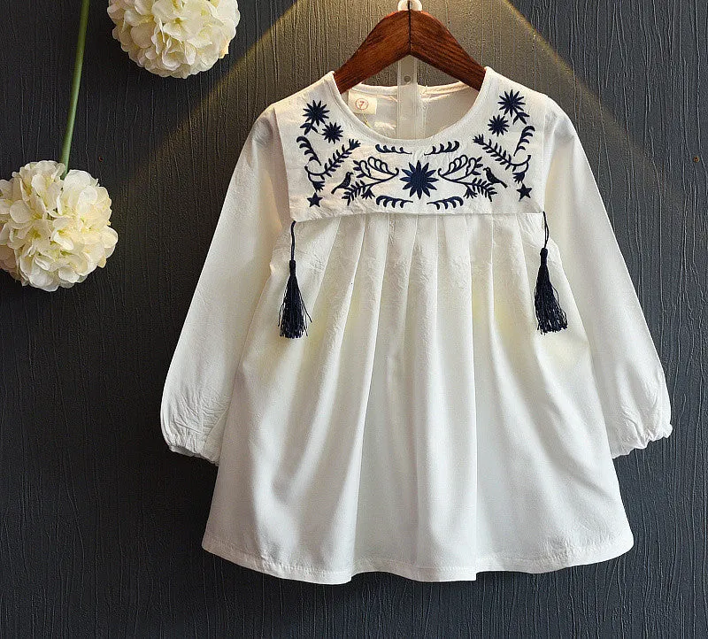 Girls Dresses Brand Girls Dress College Wind Embroidery Design Dress for Girls Kids Clothes Princess Dresses
