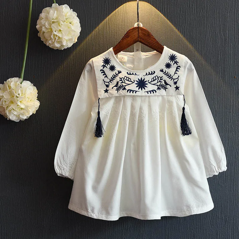 Girls Dresses Brand Girls Dress College Wind Embroidery Design Dress for Girls Kids Clothes Princess Dresses