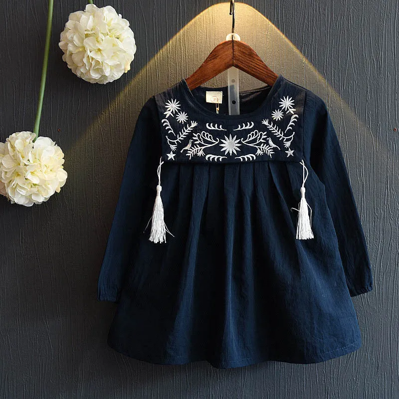 Girls Dresses Brand Girls Dress College Wind Embroidery Design Dress for Girls Kids Clothes Princess Dresses