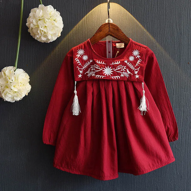Girls Dresses Brand Girls Dress College Wind Embroidery Design Dress for Girls Kids Clothes Princess Dresses