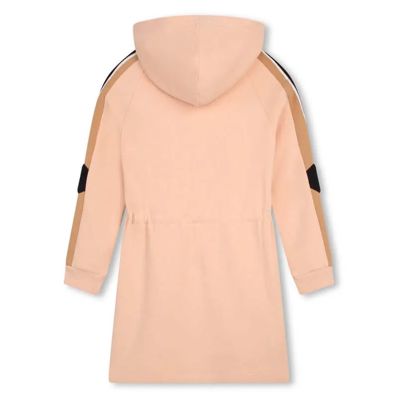 Girls Peach Logo Hooded fleece Dress