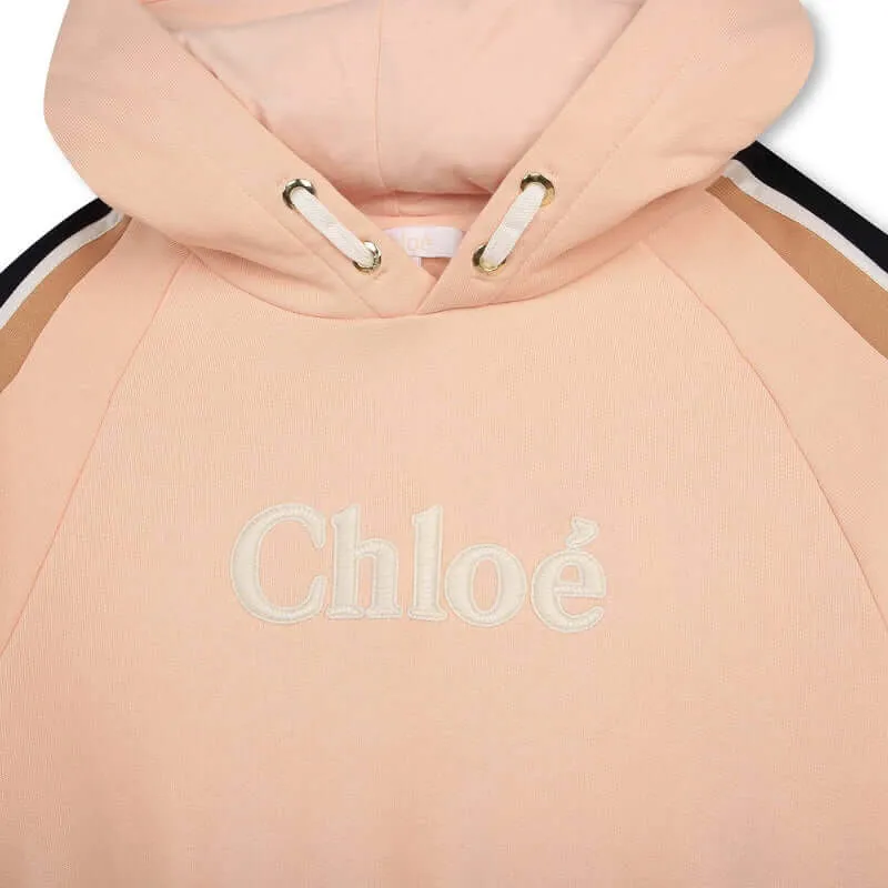 Girls Peach Logo Hooded fleece Dress