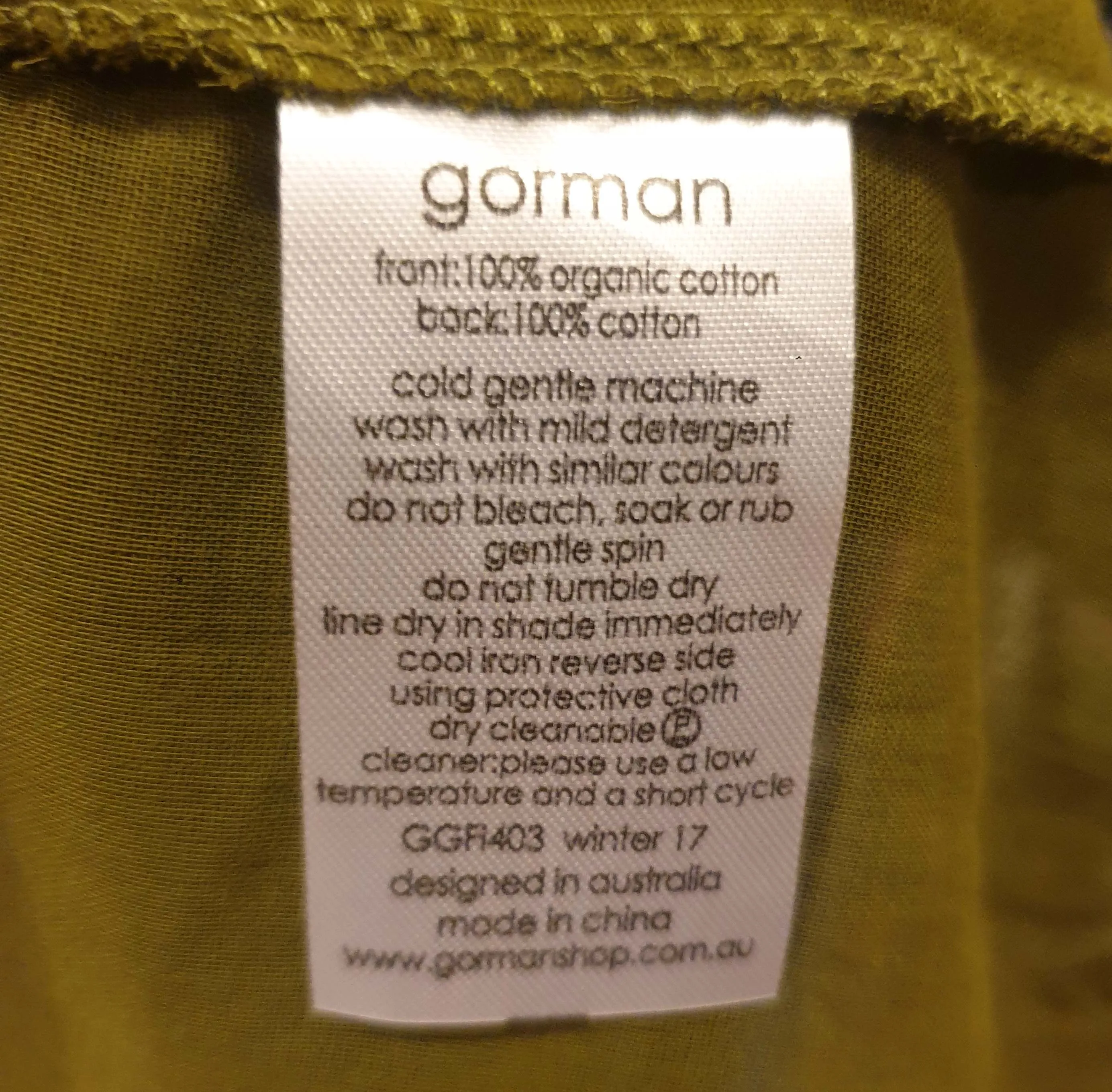 Gorman green cotton top with semi-sheer back detail size 12