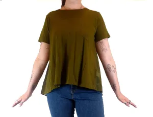 Gorman green cotton top with semi-sheer back detail size 12