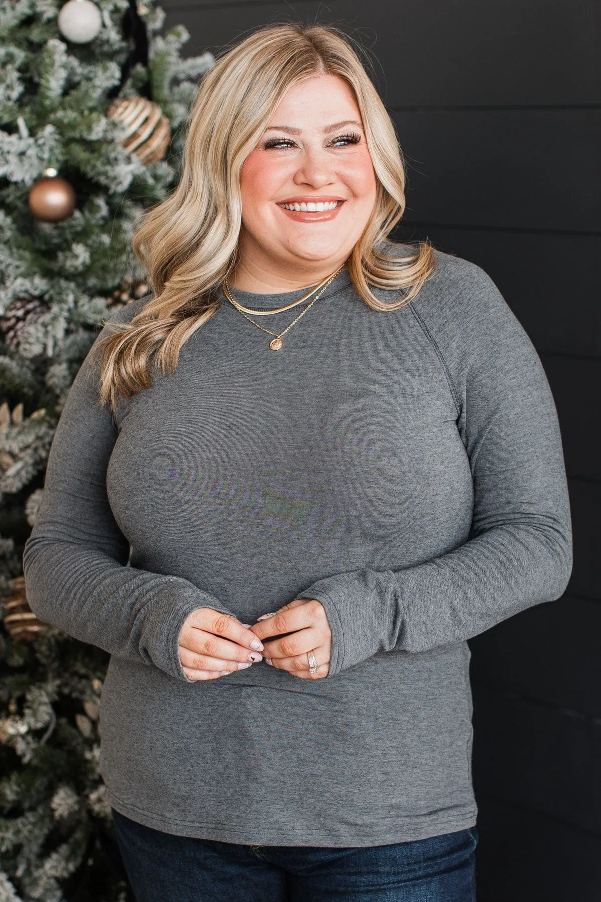 Guaranteed Smiles Knit Top- Grey