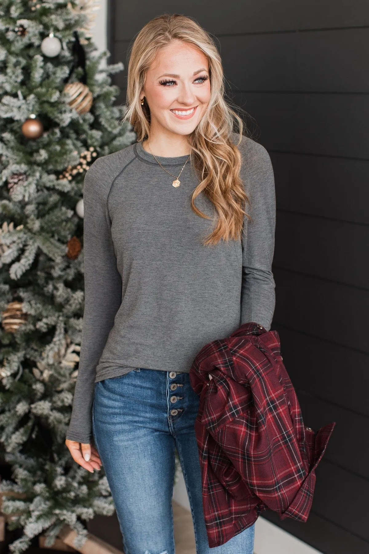 Guaranteed Smiles Knit Top- Grey