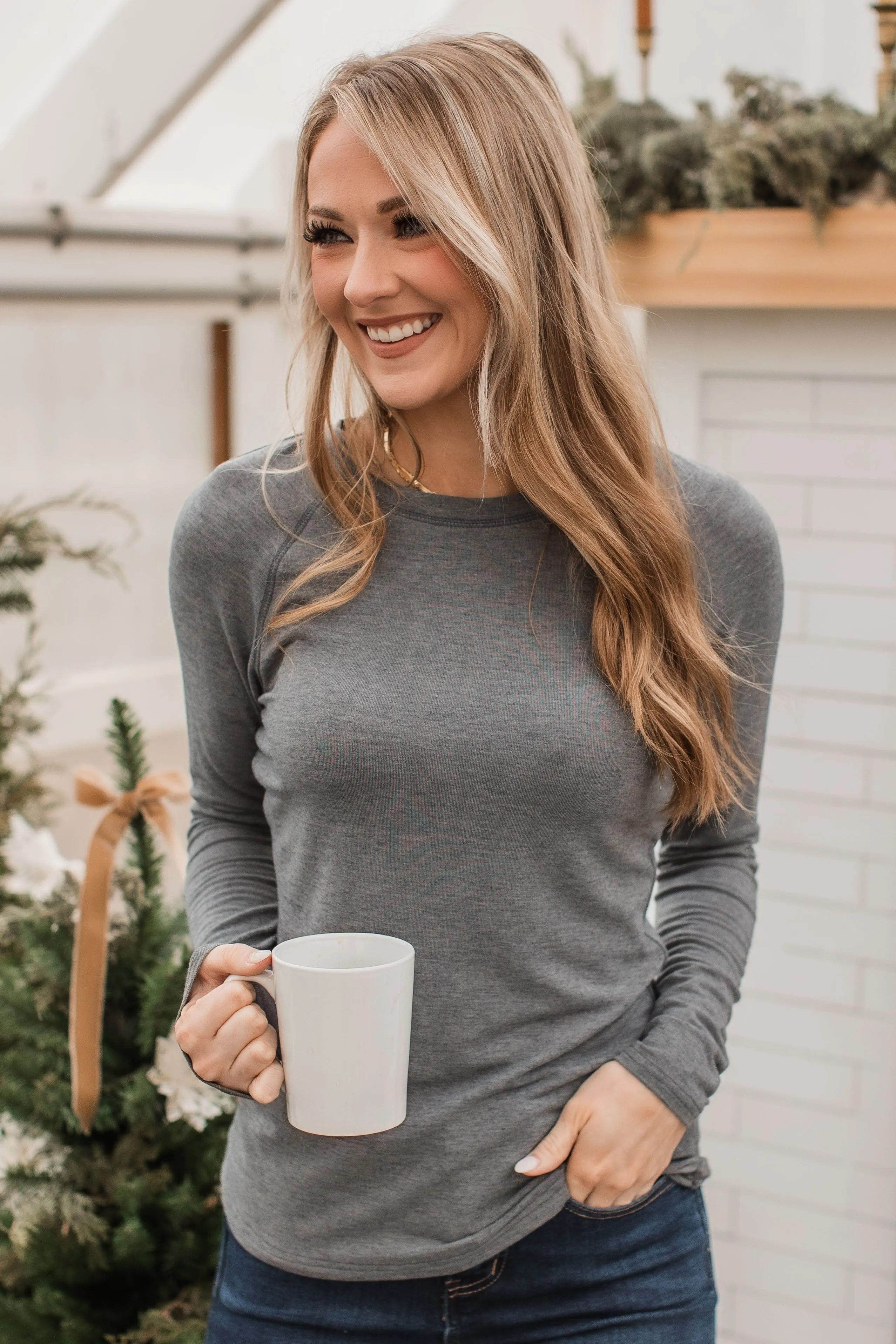 Guaranteed Smiles Knit Top- Grey