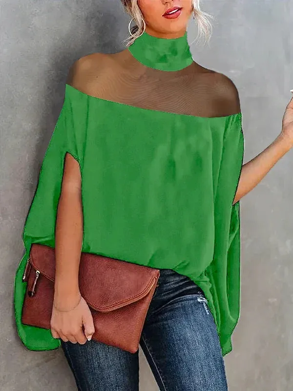 Gwyneth - Sheer blouses and shirts with high collars and batwing sleeves