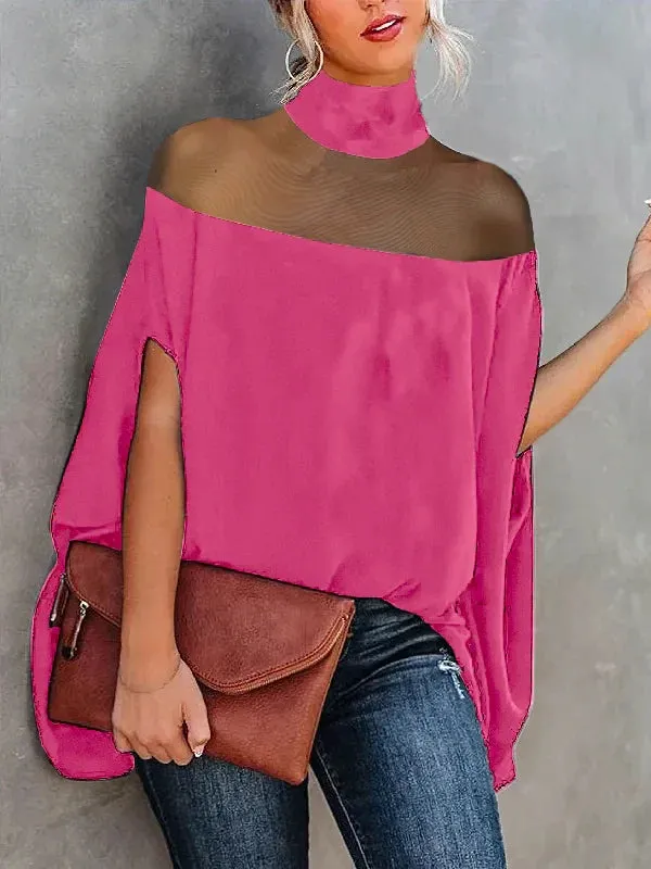 Gwyneth - Sheer blouses and shirts with high collars and batwing sleeves