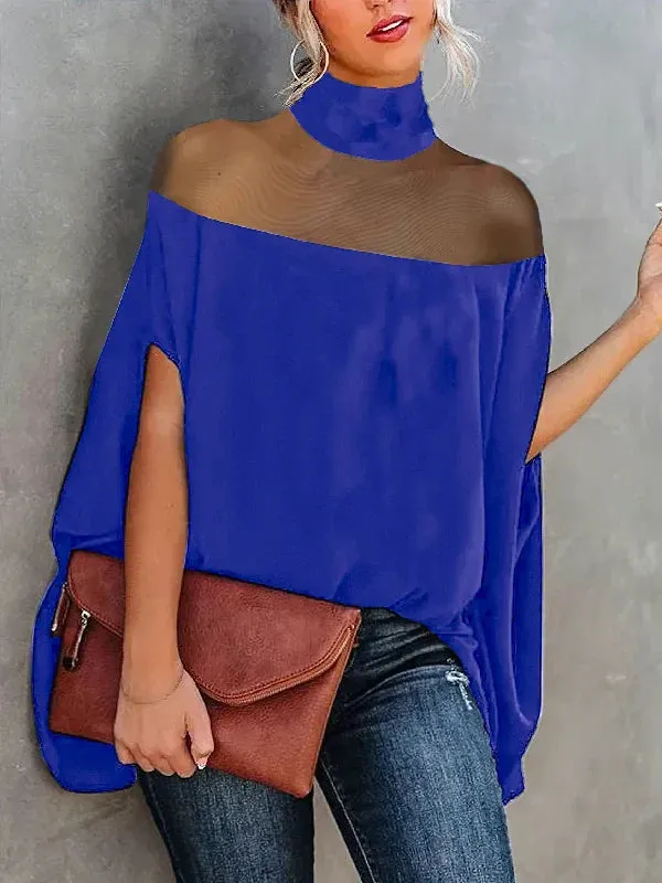 Gwyneth - Sheer blouses and shirts with high collars and batwing sleeves