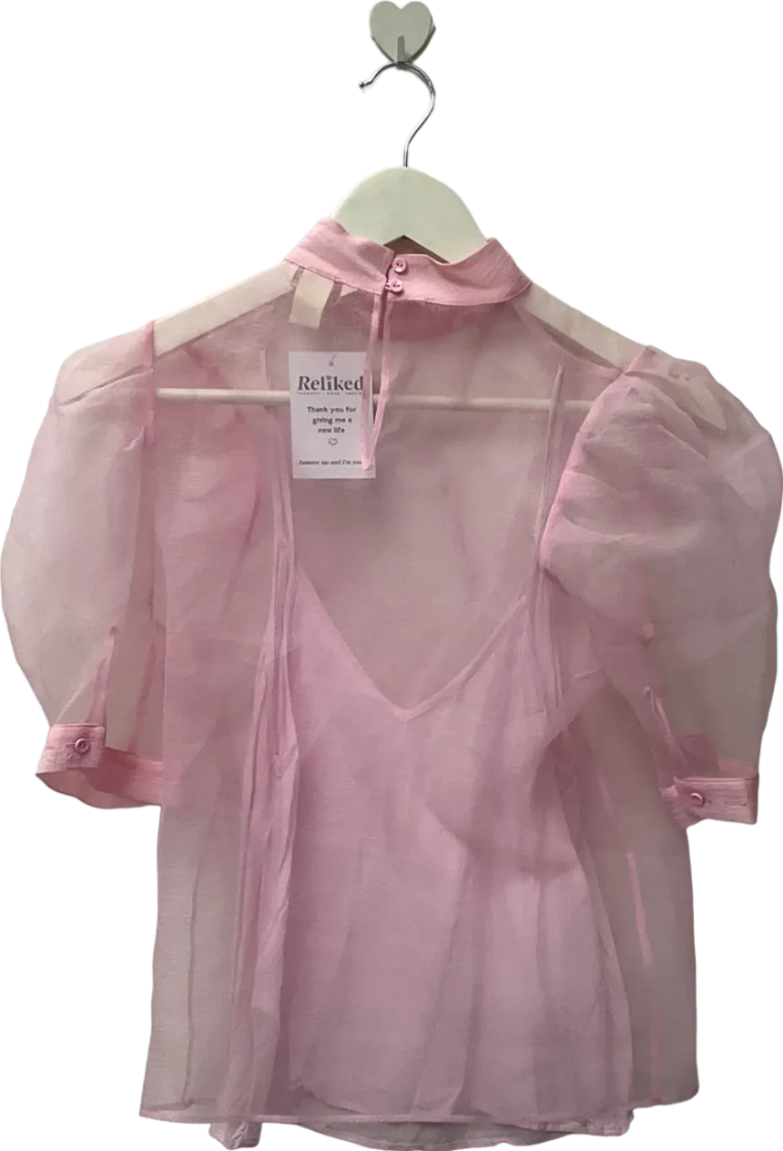 H&M Pink Sheer Top UK 8
