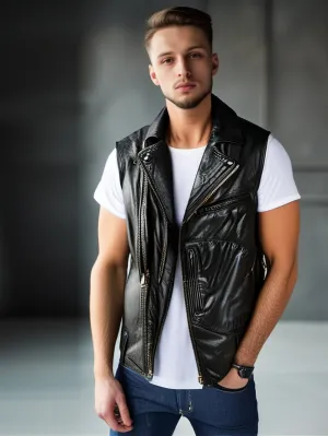 Hardy Look Cool Genuine Leather Vest for Men
