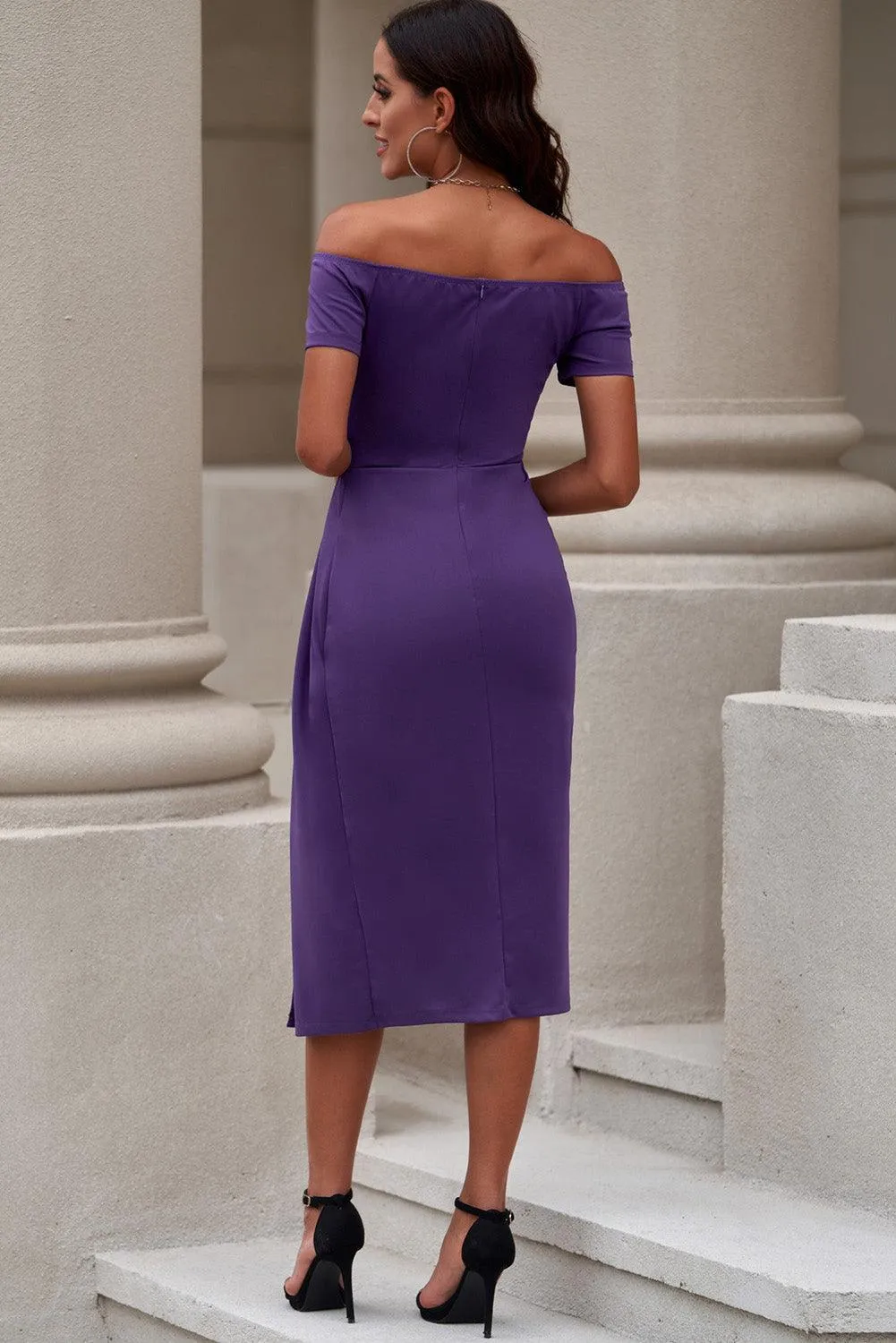 Hazel Blues® | Off-Shoulder Short Sleeve Split Dress