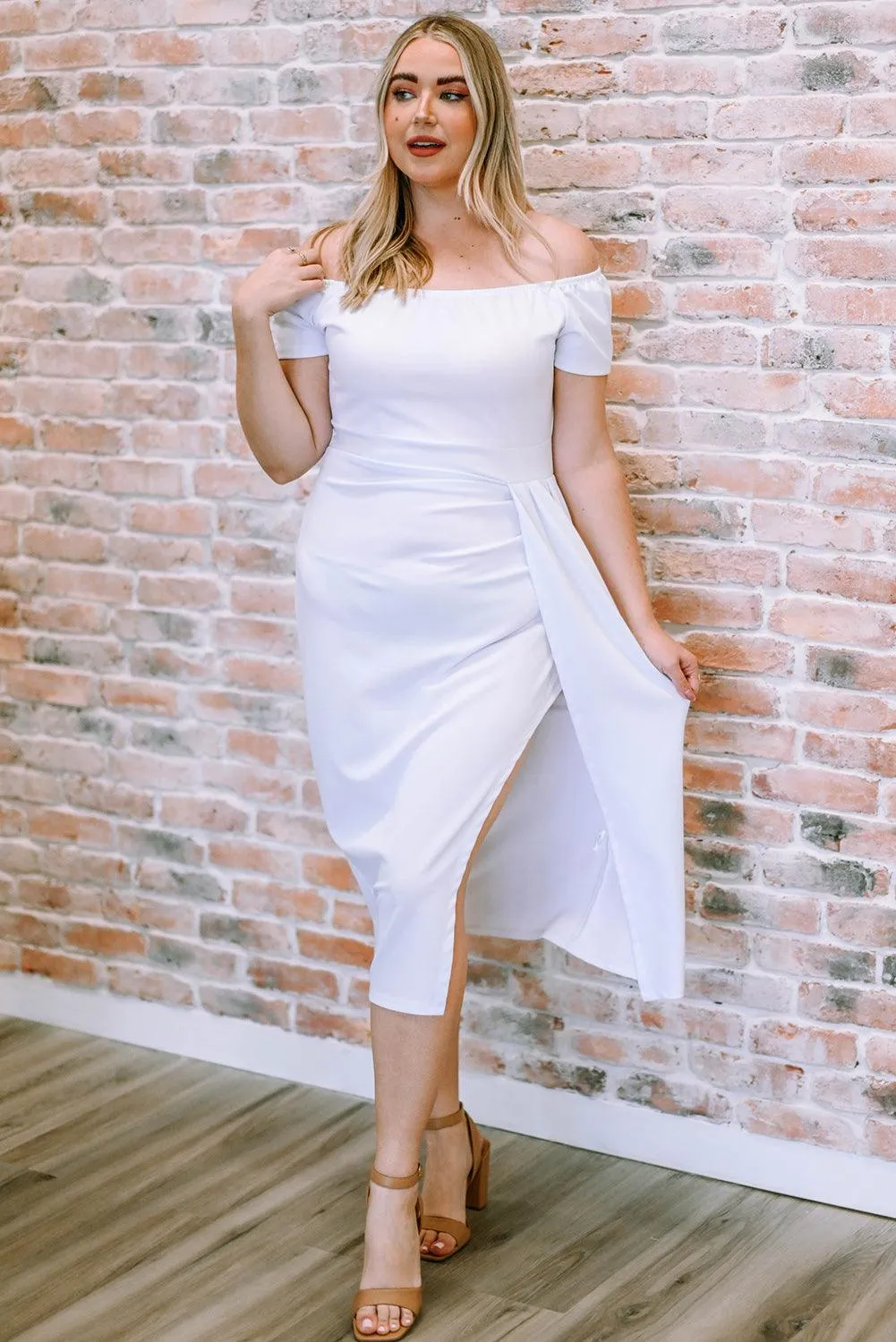 Hazel Blues® | Off-Shoulder Short Sleeve Split Dress