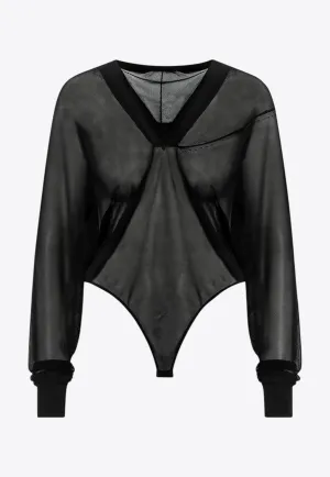 Hooded Sheer Knit Bodysuit