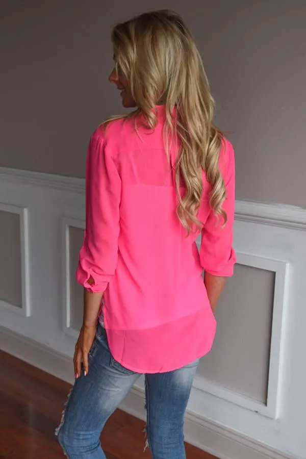 Hot Pink Sheer Top