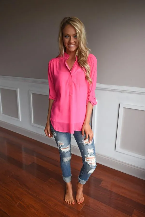 Hot Pink Sheer Top