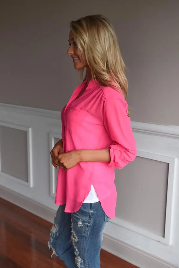 Hot Pink Sheer Top
