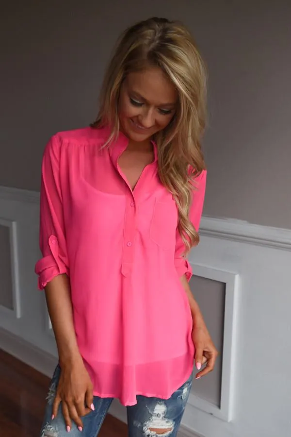 Hot Pink Sheer Top