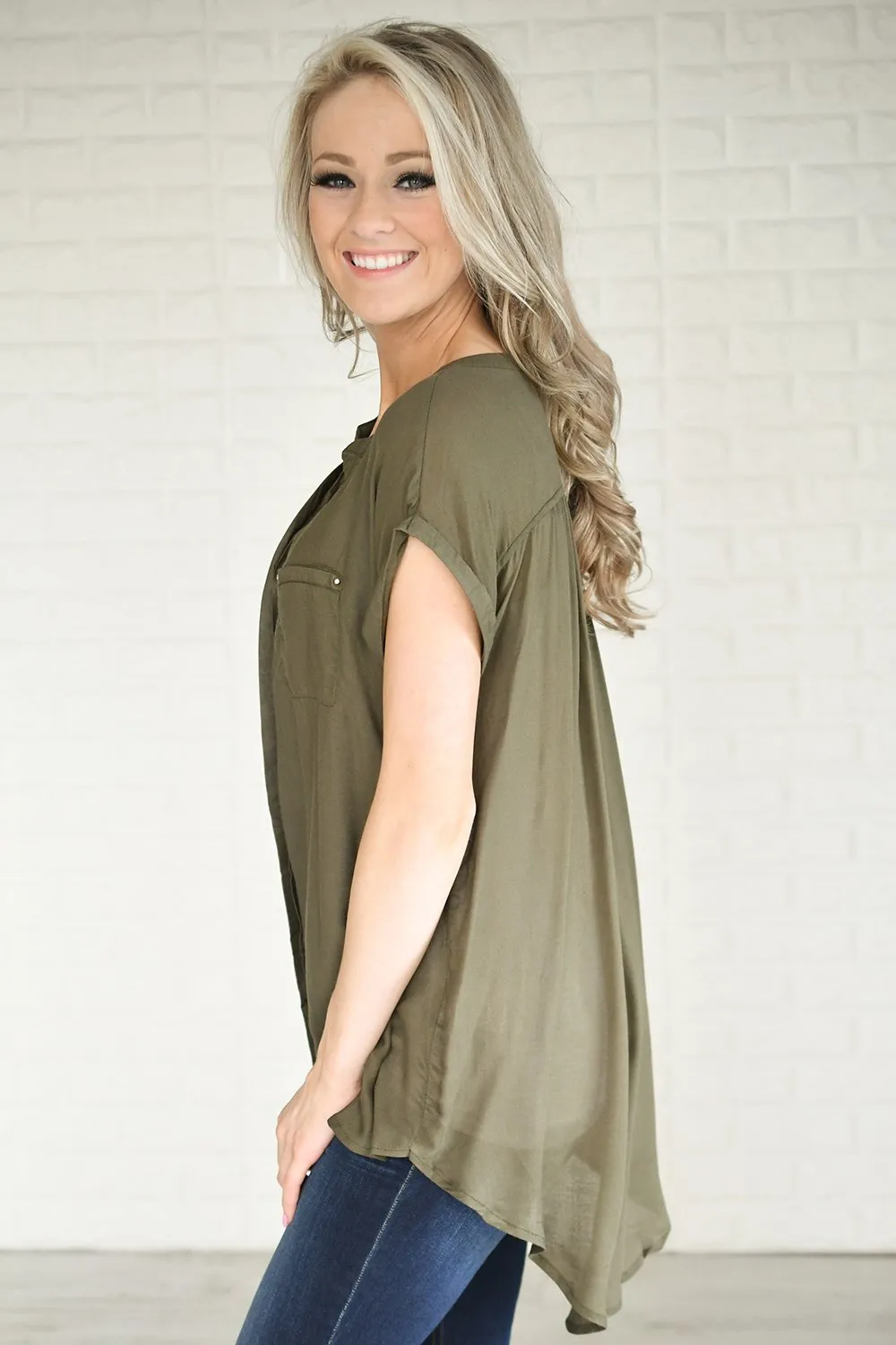 I'll Be Waiting Olive Blouse