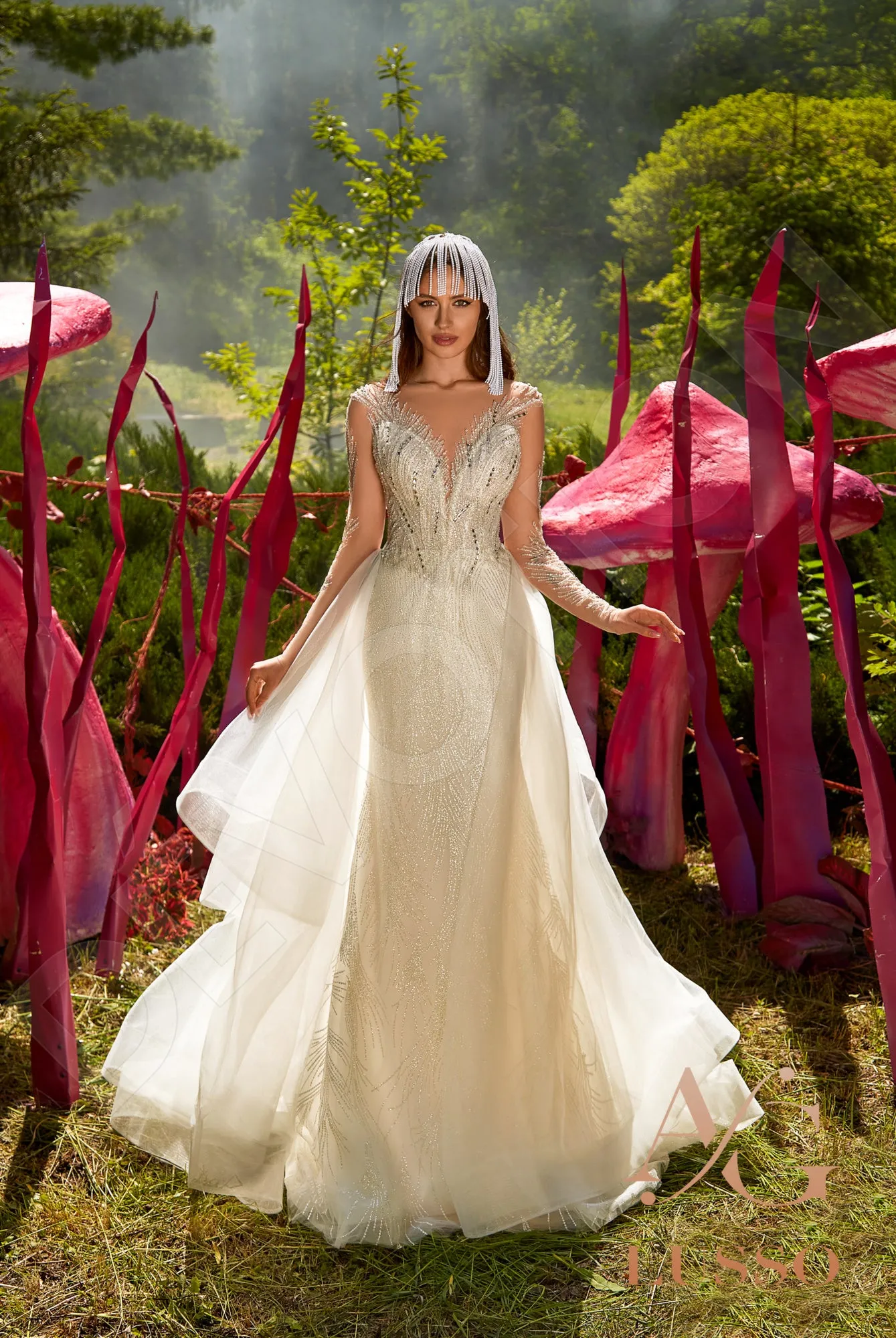 Inada Trumpet/Mermaid Illusion Milk Silver Wedding dress