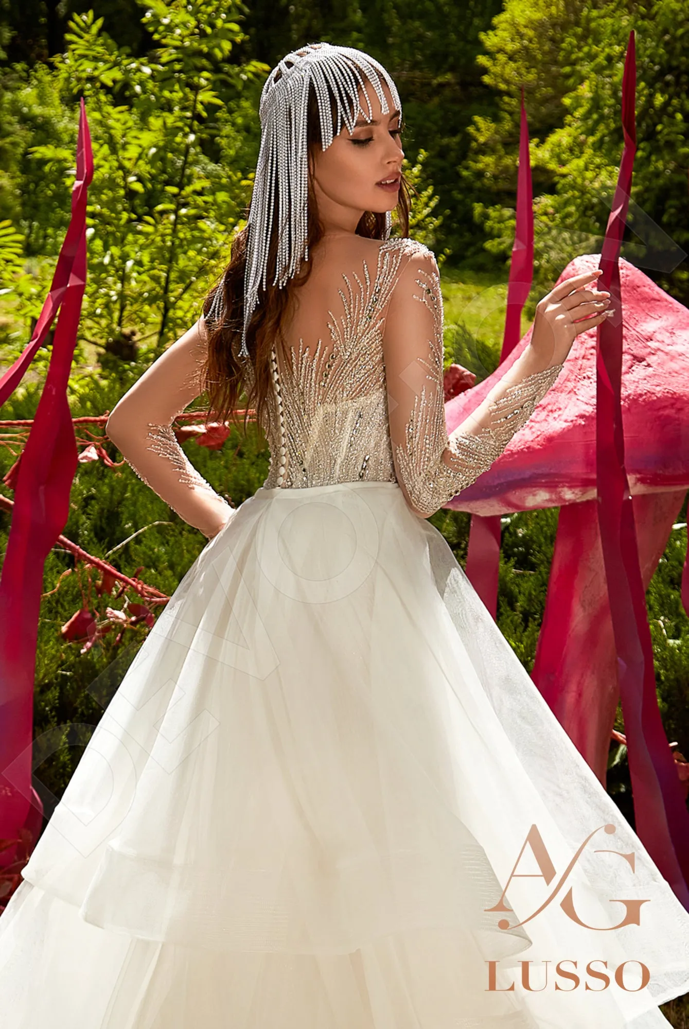 Inada Trumpet/Mermaid Illusion Milk Silver Wedding dress