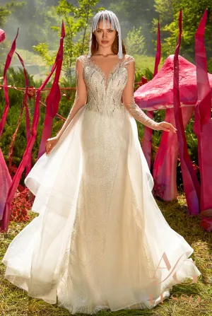 Inada Trumpet/Mermaid Illusion Milk Silver Wedding dress