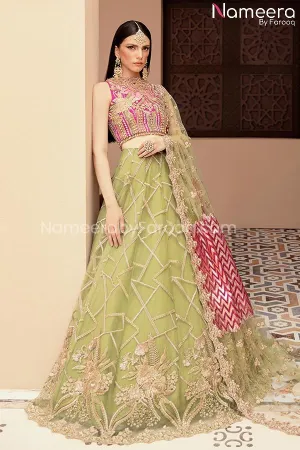 Indian Lehenga Dress In Olive Green Color 2021 #PF225