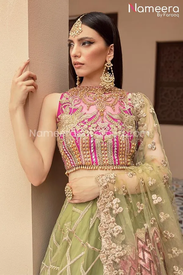 Indian Lehenga Dress In Olive Green Color 2021 #PF225