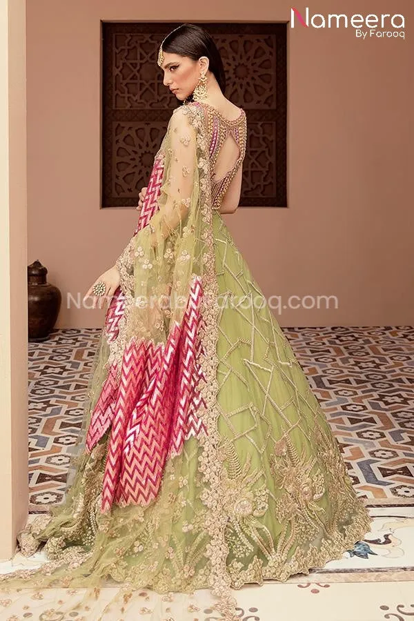 Indian Lehenga Dress In Olive Green Color 2021 #PF225