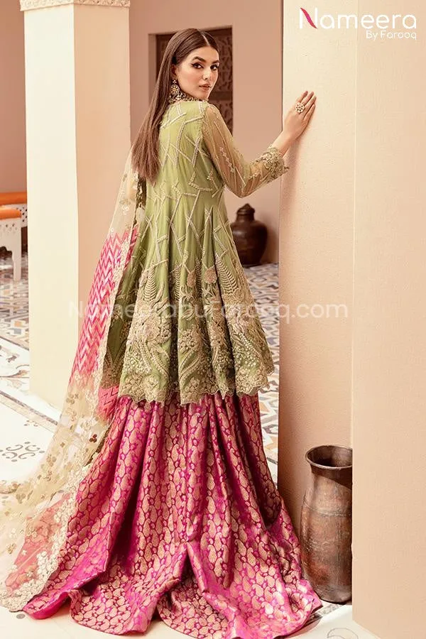 Indian Lehenga Dress In Olive Green Color 2021 #PF225