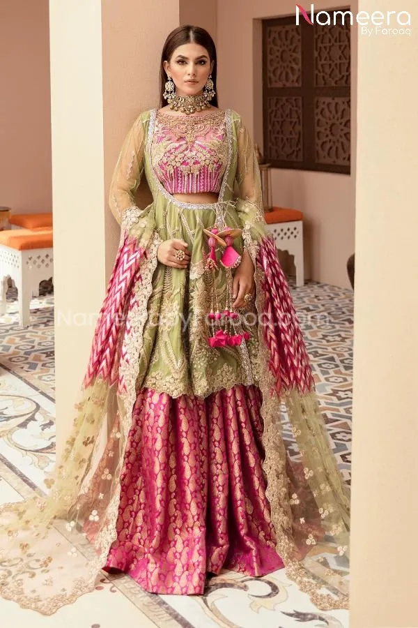 Indian Lehenga Dress In Olive Green Color 2021 #PF225