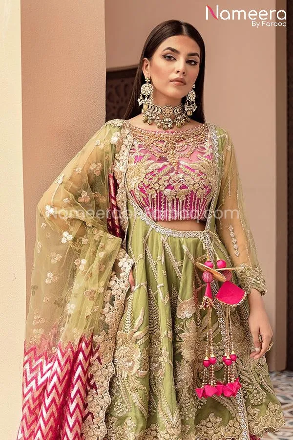 Indian Lehenga Dress In Olive Green Color 2021 #PF225