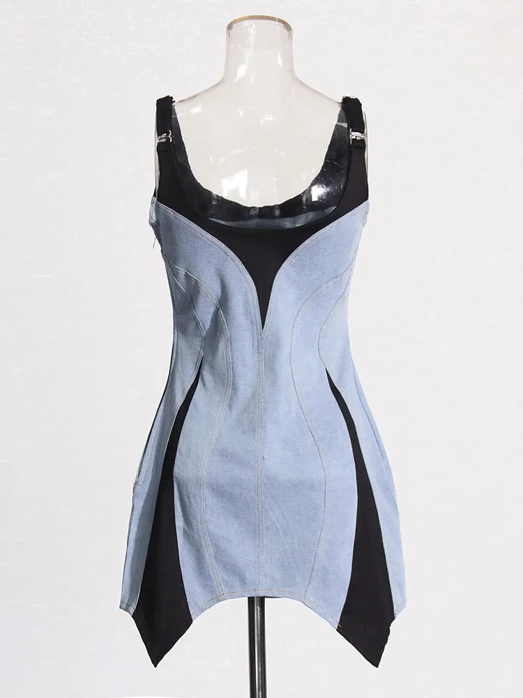 Irregular Hem Suspender Mini Dresses
