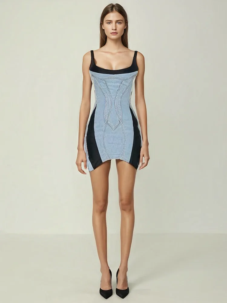 Irregular Hem Suspender Mini Dresses