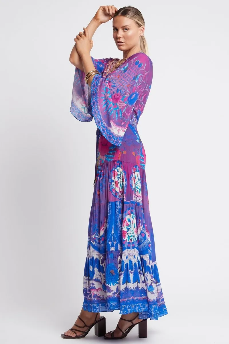 IT'S A FEELING V-NECK TIER MAXI DRESS