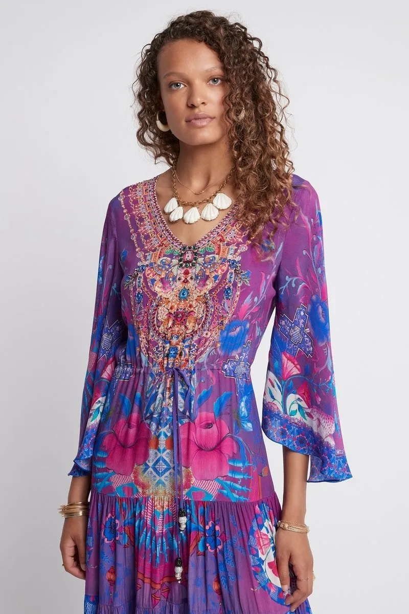 IT'S A FEELING V-NECK TIER MAXI DRESS