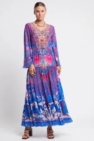 IT'S A FEELING V-NECK TIER MAXI DRESS