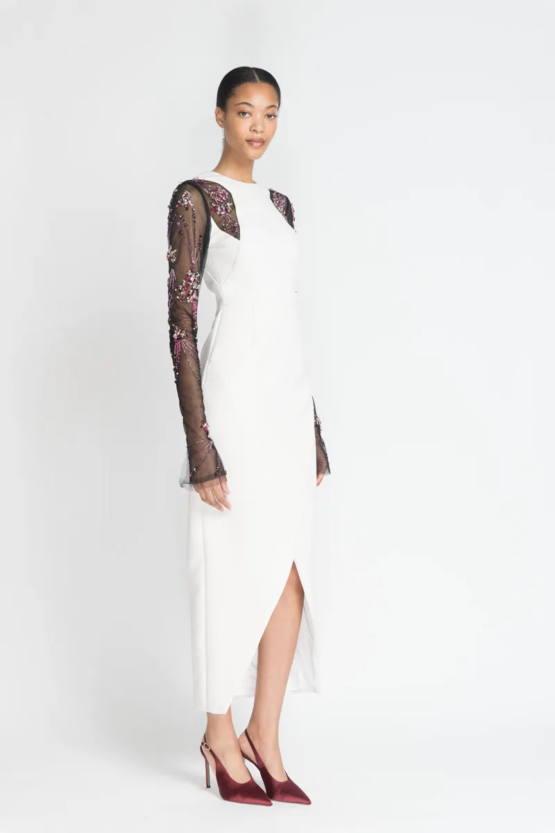 Ivory Cady Dress with Preciosa Crystals Jhoti Embroidery