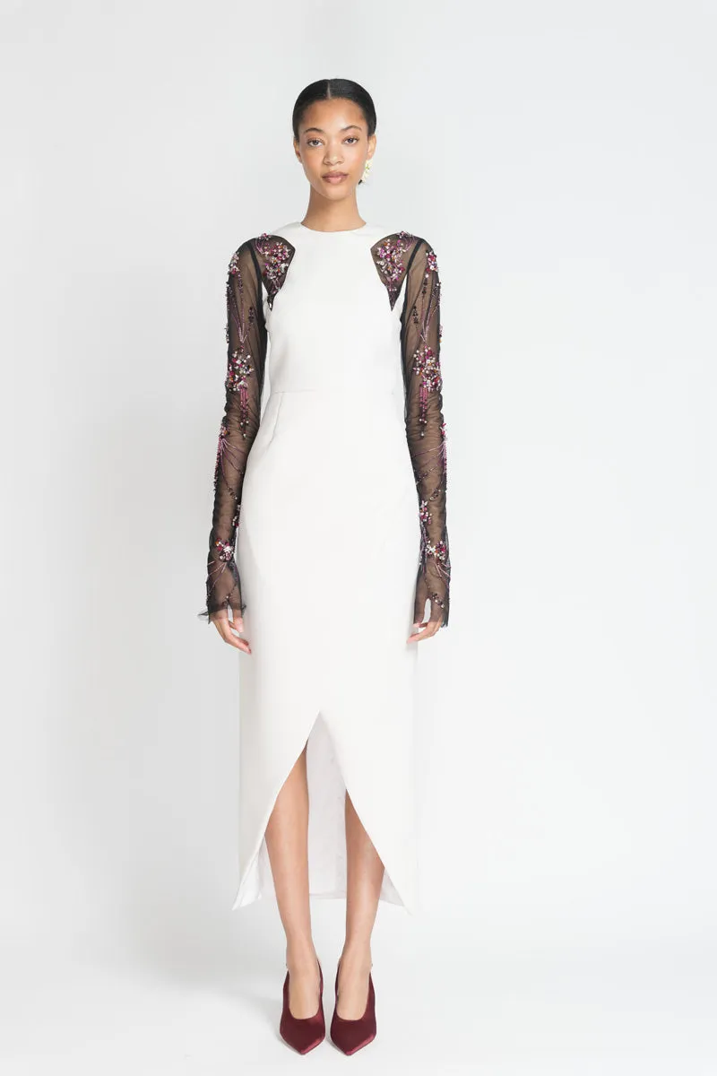 Ivory Cady Dress with Preciosa Crystals Jhoti Embroidery