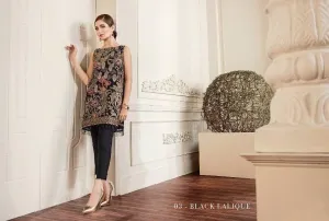 Iznik Designer Dress In Beautiful Black Color Model# C 1750