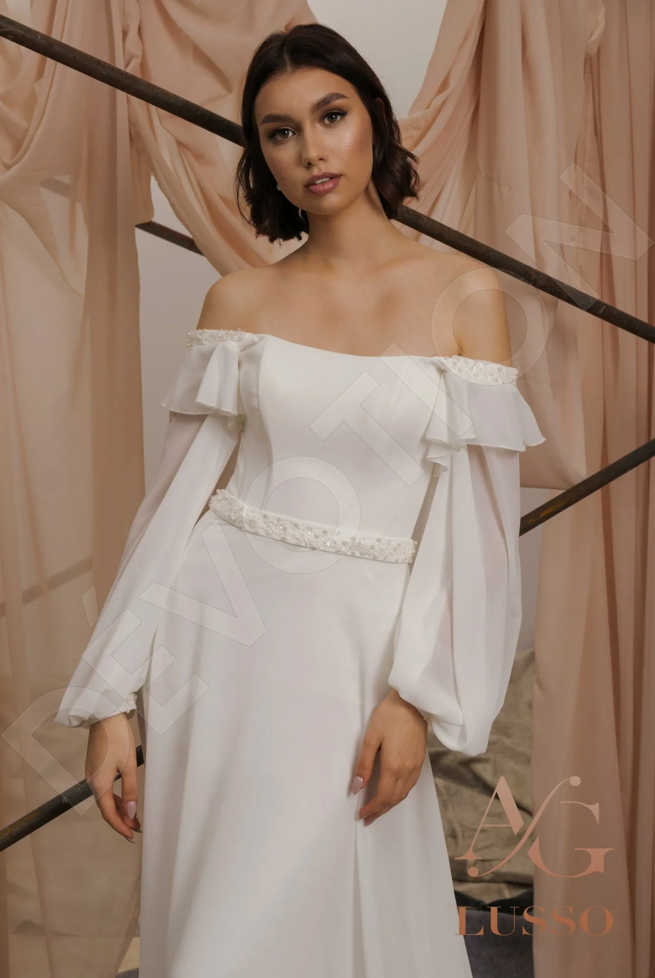 Jacquelina Trumpet/Mermaid Off-shoulder/Drop shoulders LightMilk Wedding dress