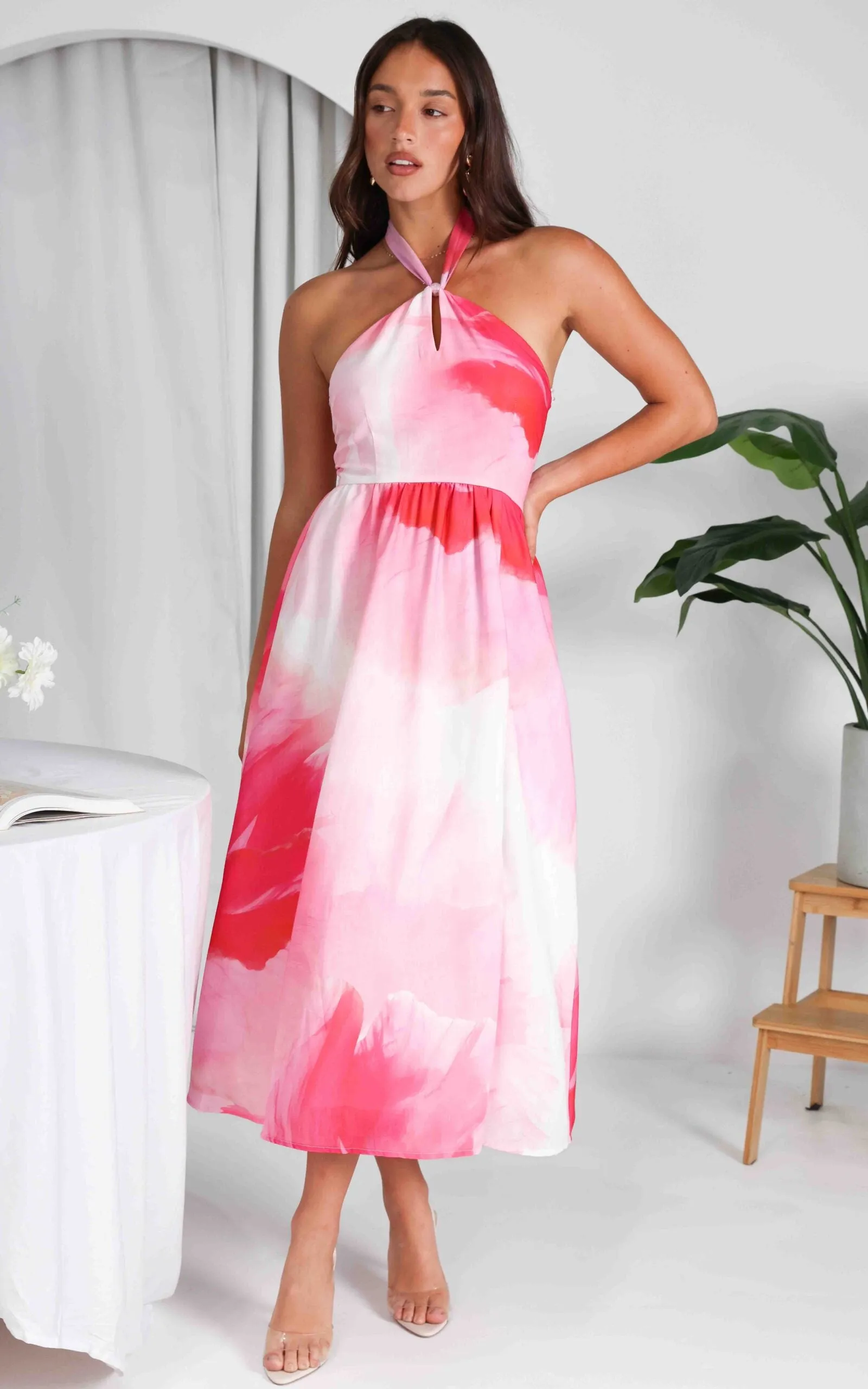 Jasmine Midi Dress - Pink Floral