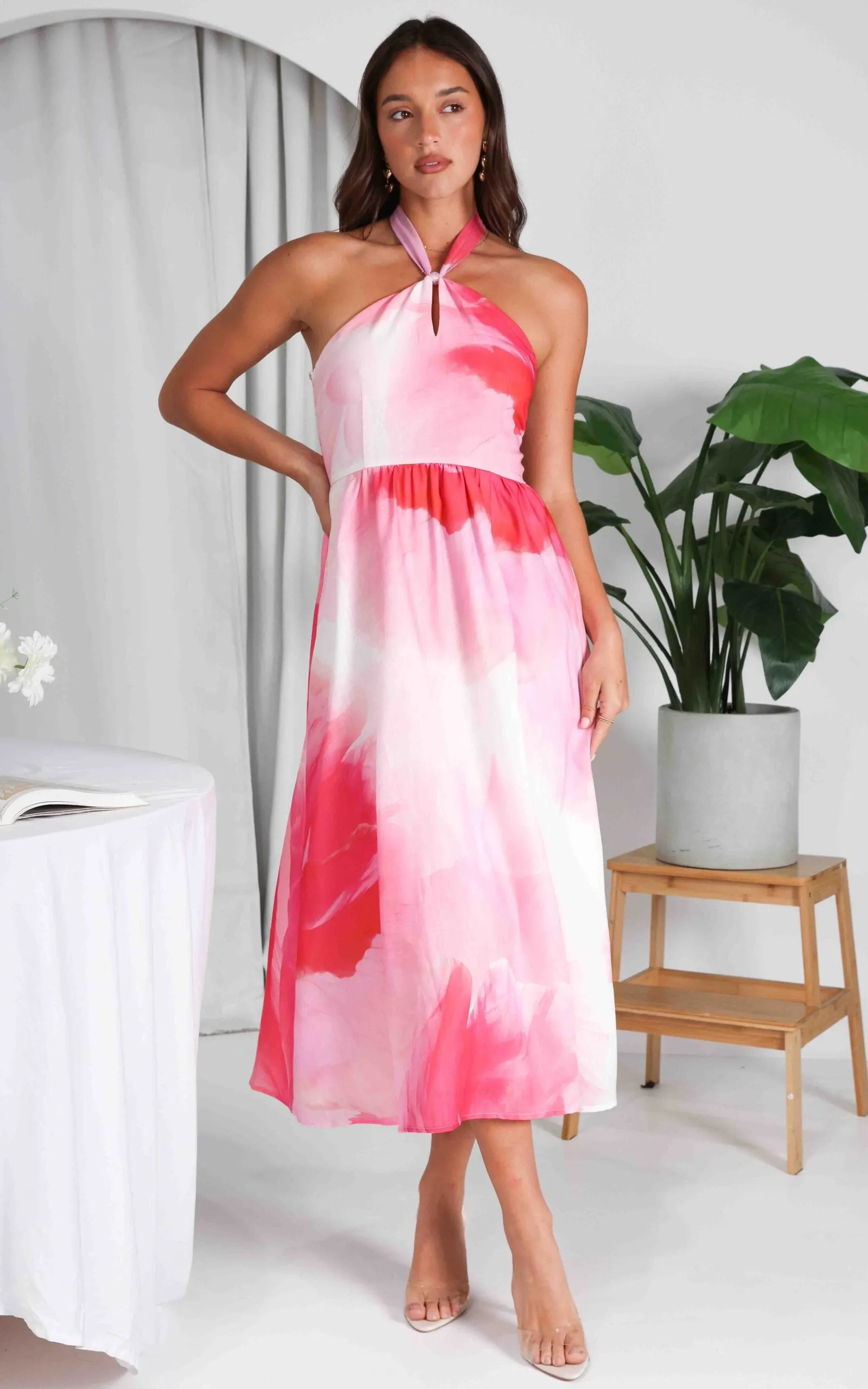 Jasmine Midi Dress - Pink Floral