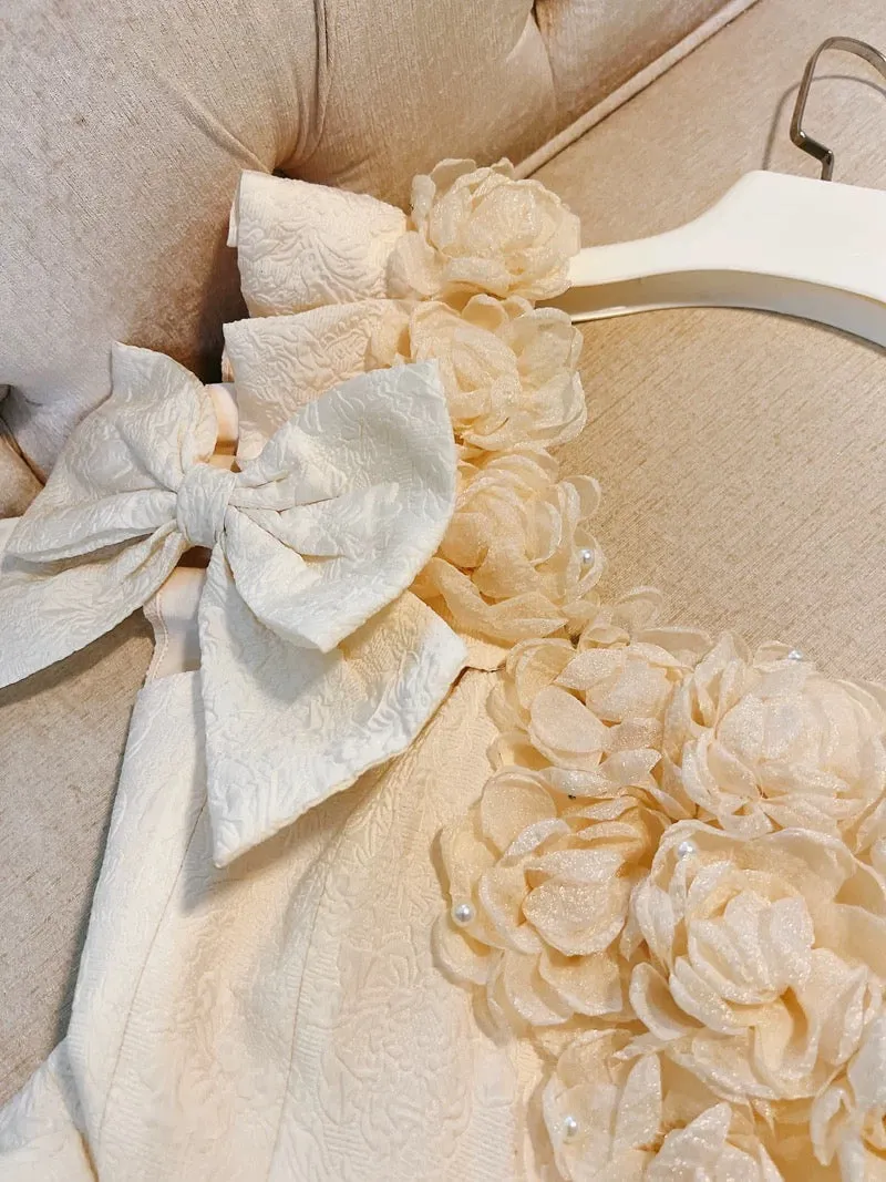 JazzHer Pretty Ball Gown Straps Lace Flowers Homecoming Dresses Birthday Outfits With Bow (PRE-ORDER)