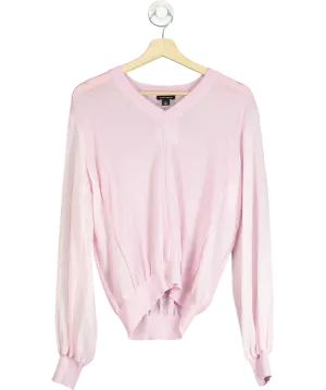 Karen Millen Pink Knit Sheer Sleeve Top UK XS