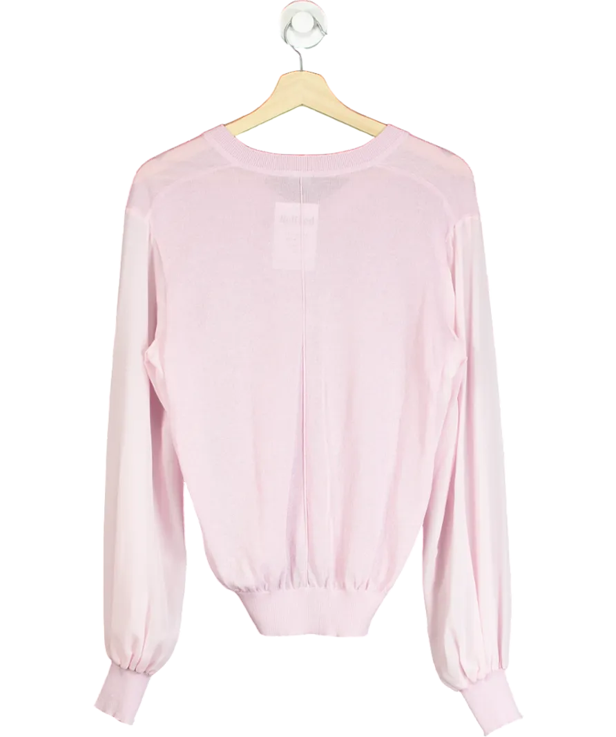 Karen Millen Pink Knit Sheer Sleeve Top UK XS
