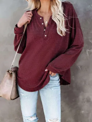 KHD Buttoned Drop Shoulder Top (6 Colors)